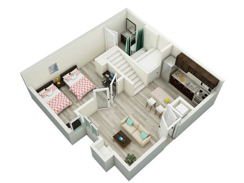 Two Bedroom Lower Level Floorplan